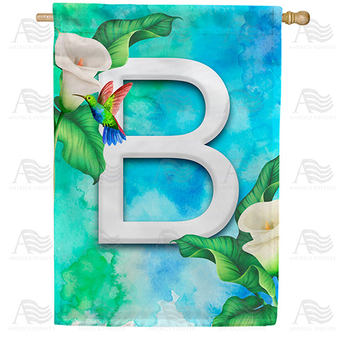 America Forever Hummingbird At Lily Monogram House Flag