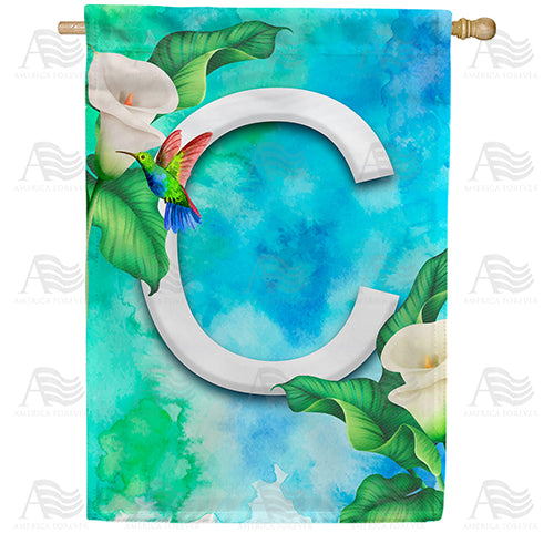America Forever Hummingbird At Lily Monogram House Flag