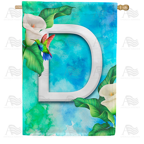 America Forever Hummingbird At Lily Monogram House Flag
