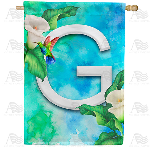America Forever Hummingbird At Lily Monogram House Flag