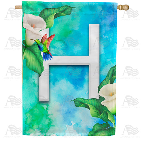 America Forever Hummingbird At Lily Monogram House Flag