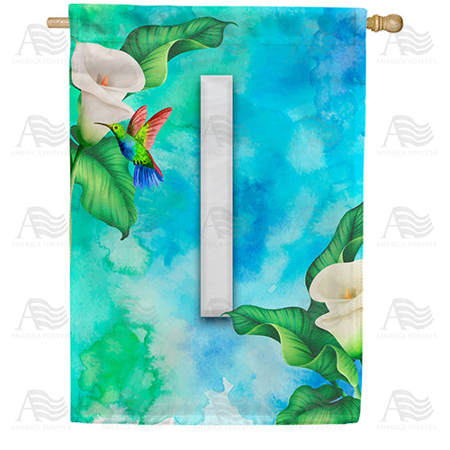 America Forever Hummingbird At Lily Monogram House Flag