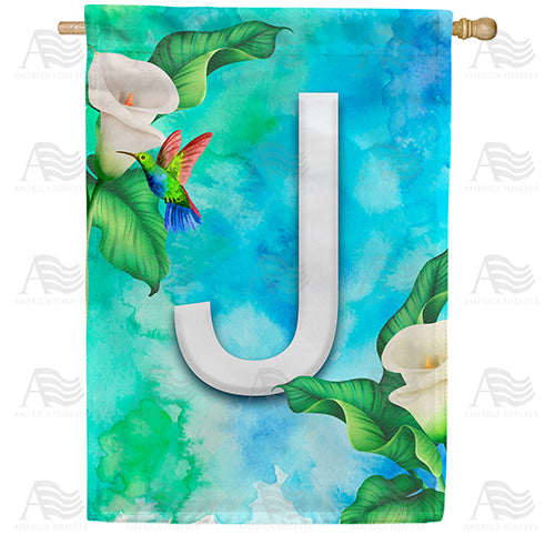 America Forever Hummingbird At Lily Monogram House Flag