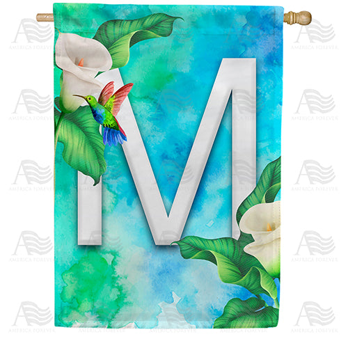 America Forever Hummingbird At Lily Monogram House Flag