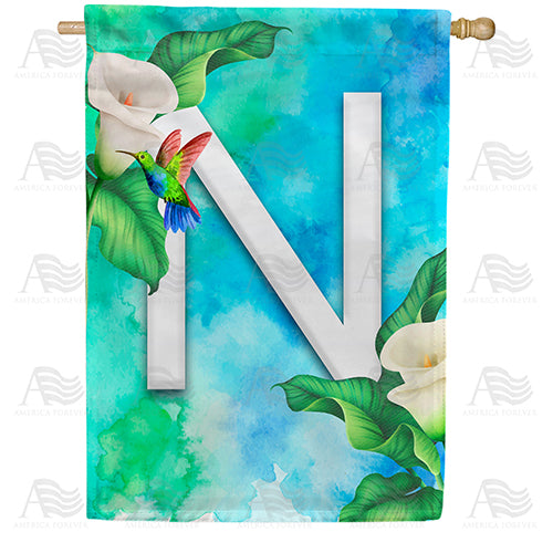 America Forever Hummingbird At Lily Monogram House Flag
