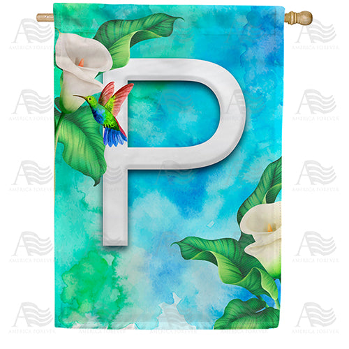America Forever Hummingbird At Lily Monogram House Flag