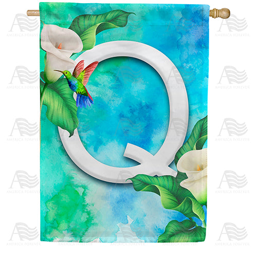 America Forever Hummingbird At Lily Monogram House Flag