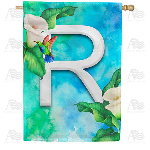 America Forever Hummingbird At Lily Monogram House Flag
