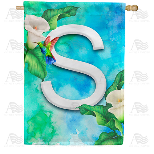 America Forever Hummingbird At Lily Monogram House Flag