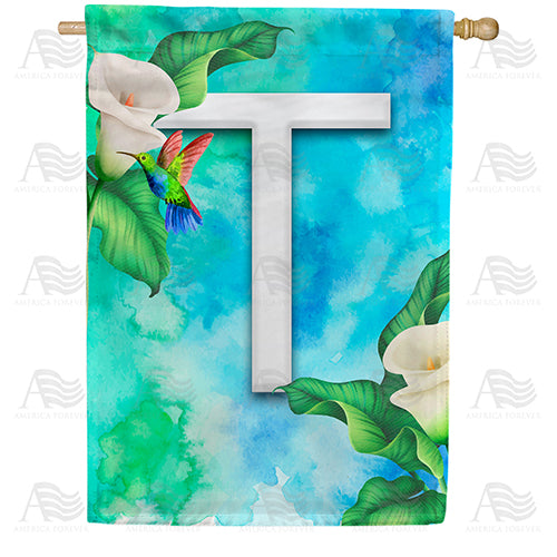 America Forever Hummingbird At Lily Monogram House Flag