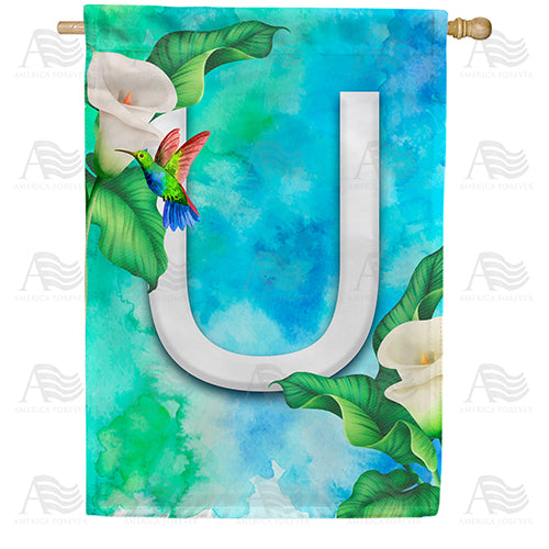 America Forever Hummingbird At Lily Monogram House Flag