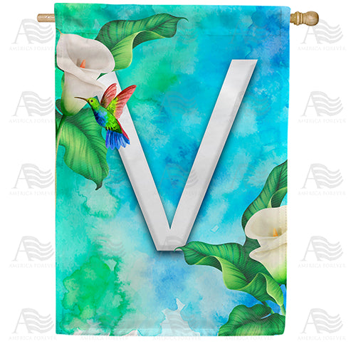 America Forever Hummingbird At Lily Monogram House Flag