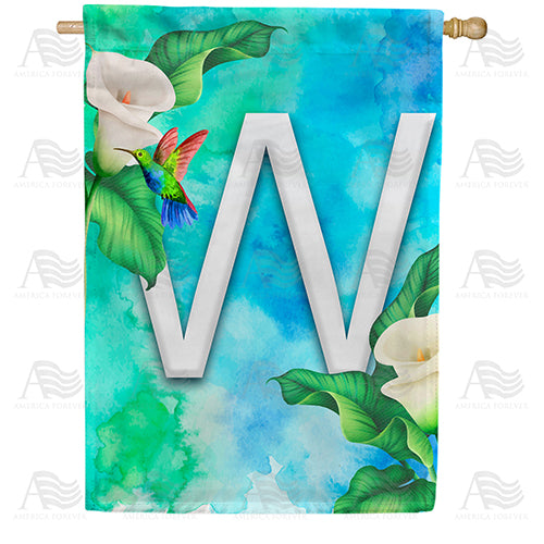 America Forever Hummingbird At Lily Monogram House Flag