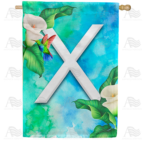 America Forever Hummingbird At Lily Monogram House Flag
