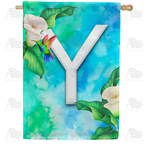 America Forever Hummingbird At Lily Monogram House Flag