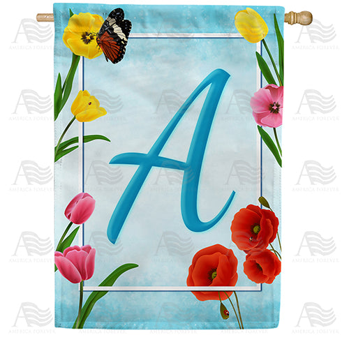 America Forever Spring Beauties Monogram House Flag
