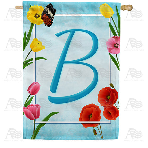 America Forever Spring Beauties Monogram House Flag