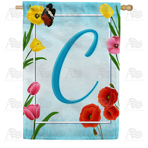 America Forever Spring Beauties Monogram House Flag