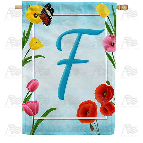 America Forever Spring Beauties Monogram House Flag