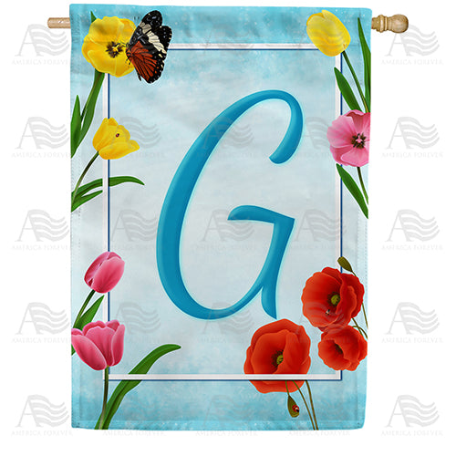 America Forever Spring Beauties Monogram House Flag