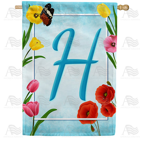 America Forever Spring Beauties Monogram House Flag