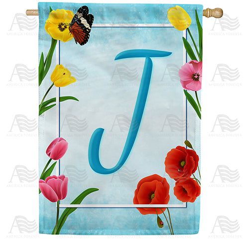 America Forever Spring Beauties Monogram House Flag