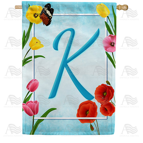 America Forever Spring Beauties Monogram House Flag