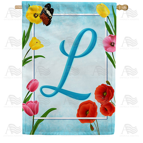 America Forever Spring Beauties Monogram House Flag