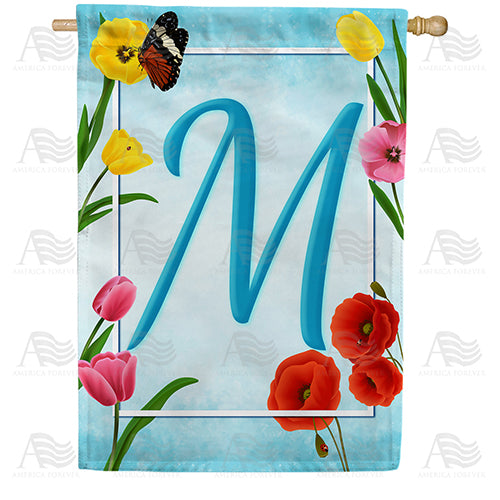 America Forever Spring Beauties Monogram House Flag