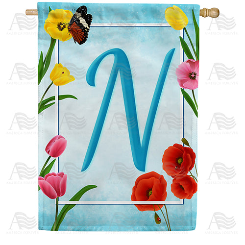 America Forever Spring Beauties Monogram House Flag