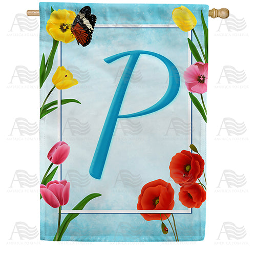 America Forever Spring Beauties Monogram House Flag