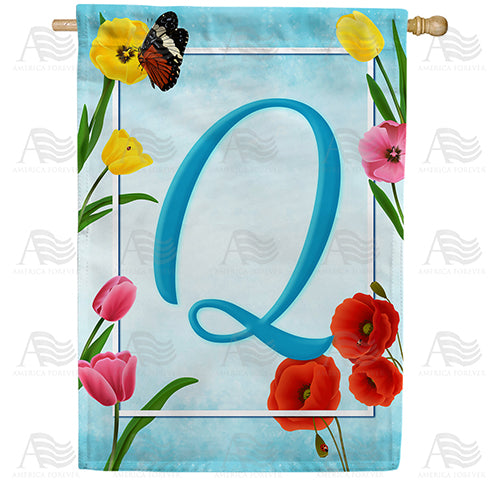 America Forever Spring Beauties Monogram House Flag