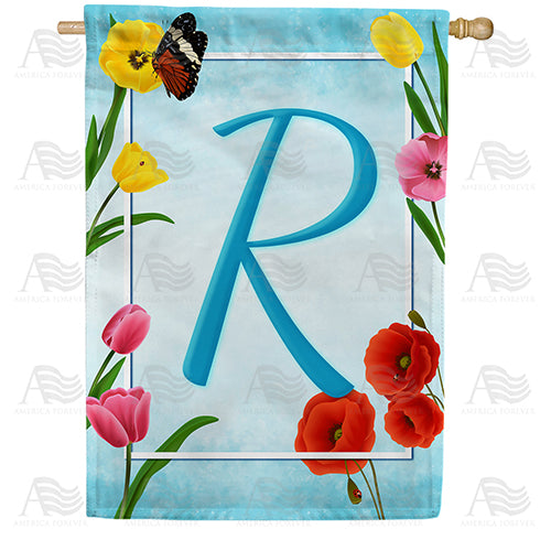 America Forever Spring Beauties Monogram House Flag