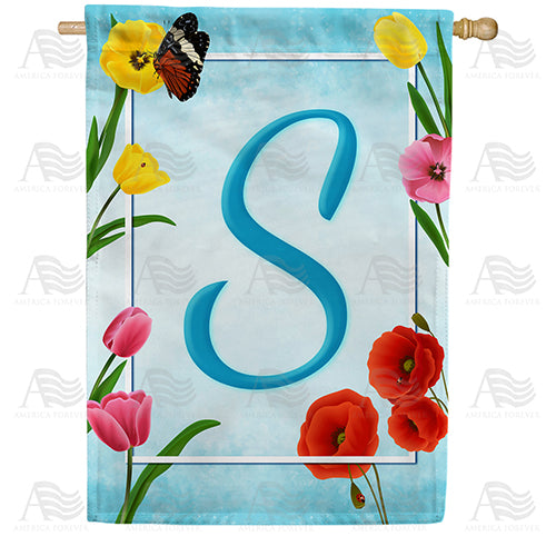 America Forever Spring Beauties Monogram House Flag