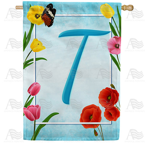 America Forever Spring Beauties Monogram House Flag