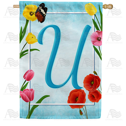 America Forever Spring Beauties Monogram House Flag