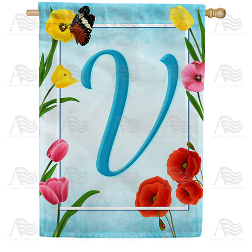 America Forever Spring Beauties Monogram House Flag
