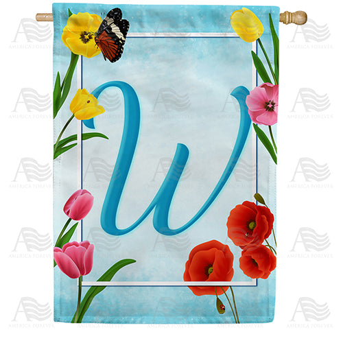 America Forever Spring Beauties Monogram House Flag