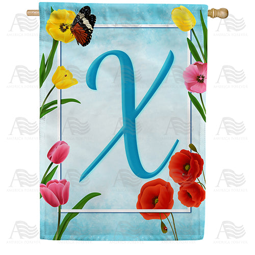 America Forever Spring Beauties Monogram House Flag