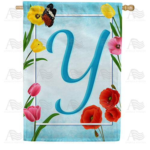 America Forever Spring Beauties Monogram House Flag