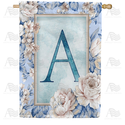 America Forever Old Fashion Flowers Monogram House Flag