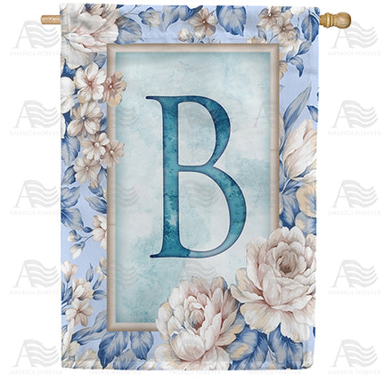 America Forever Old Fashion Flowers Monogram House Flag