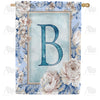 America Forever Old Fashion Flowers Monogram House Flag