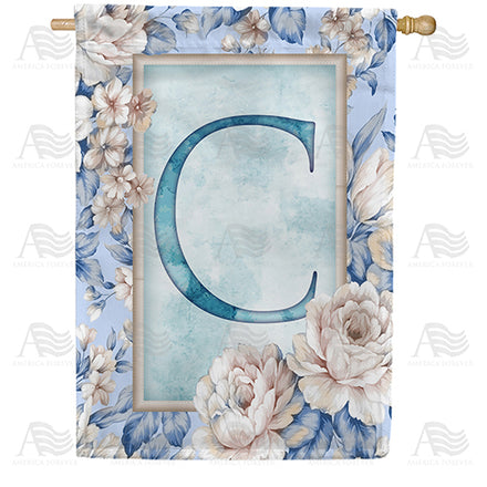 America Forever Old Fashion Flowers Monogram House Flag