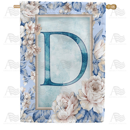 America Forever Old Fashion Flowers Monogram House Flag