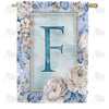 America Forever Old Fashion Flowers Monogram House Flag