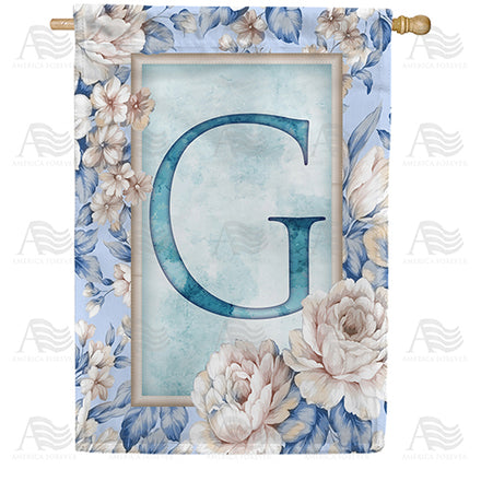 America Forever Old Fashion Flowers Monogram House Flag