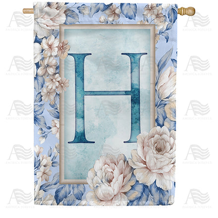 America Forever Old Fashion Flowers Monogram House Flag