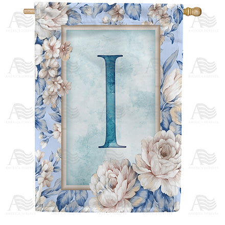 America Forever Old Fashion Flowers Monogram House Flag