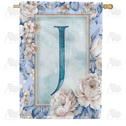 America Forever Old Fashion Flowers Monogram House Flag